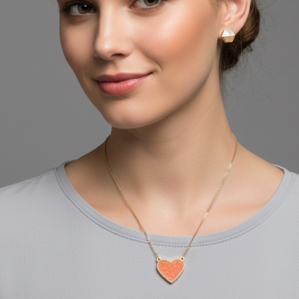 New INDIGO Authority Elliana Pave Heart Necklace & Earring Set